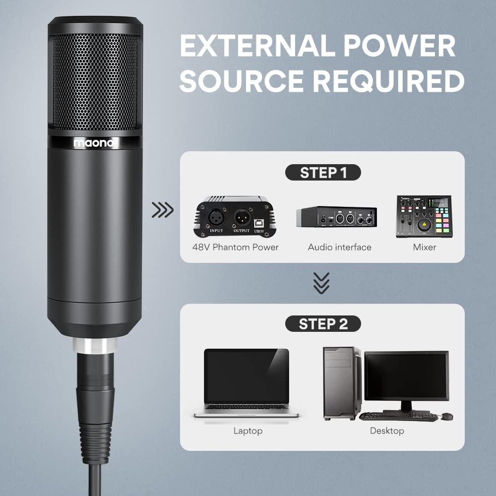 Maono XLR Condenser Microphone, Professional Cardioid Studio